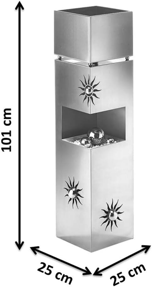 Kobolo Blumensäule Dekosäule Pflanzsäule Schale Bullet - Edelstahl 100 cm - 3 Dekokugeln, Bullet