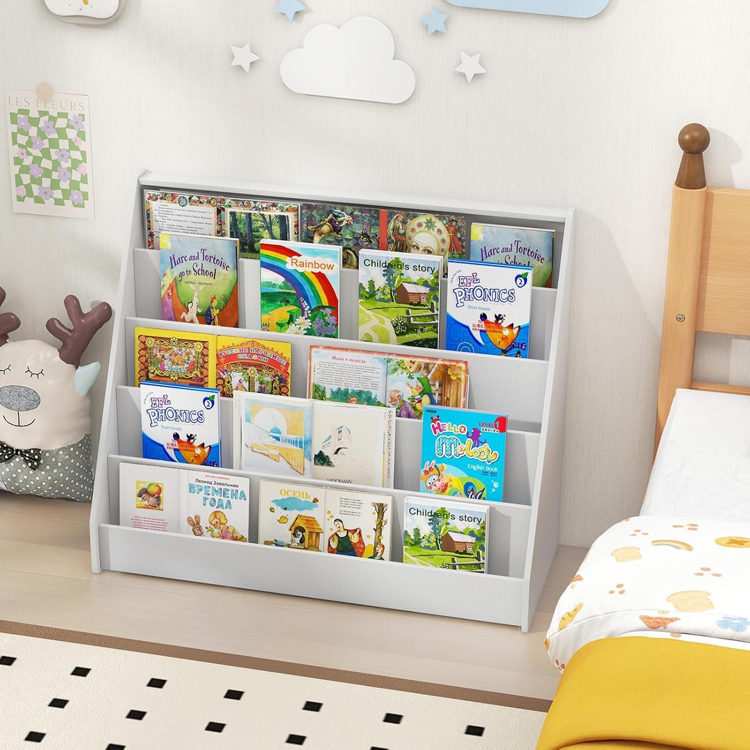 COSTWAY Kinderregal mit 5 Fächern, Bücherregal Kinder, Zeitungsständer aus Holz, Aufbewahrungsregal