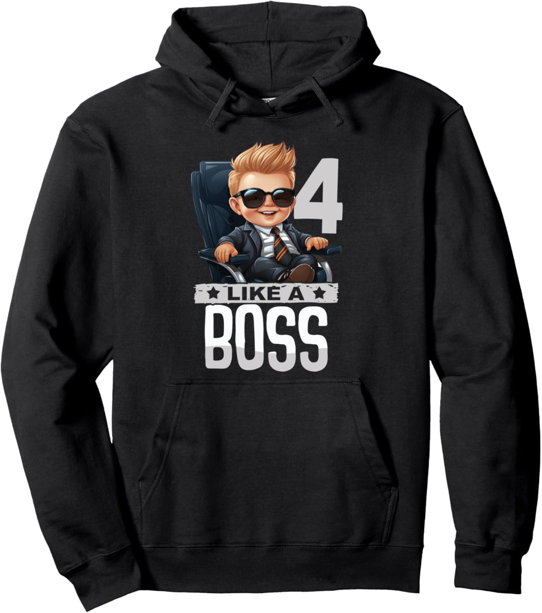 Baby 4. Geburtstag Junge Mädchen 4 Jahr wie ein Boss Kinder Pullover Hoodie