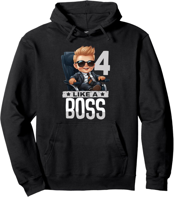 Baby 4. Geburtstag Junge Mädchen 4 Jahr wie ein Boss Kinder Pullover Hoodie