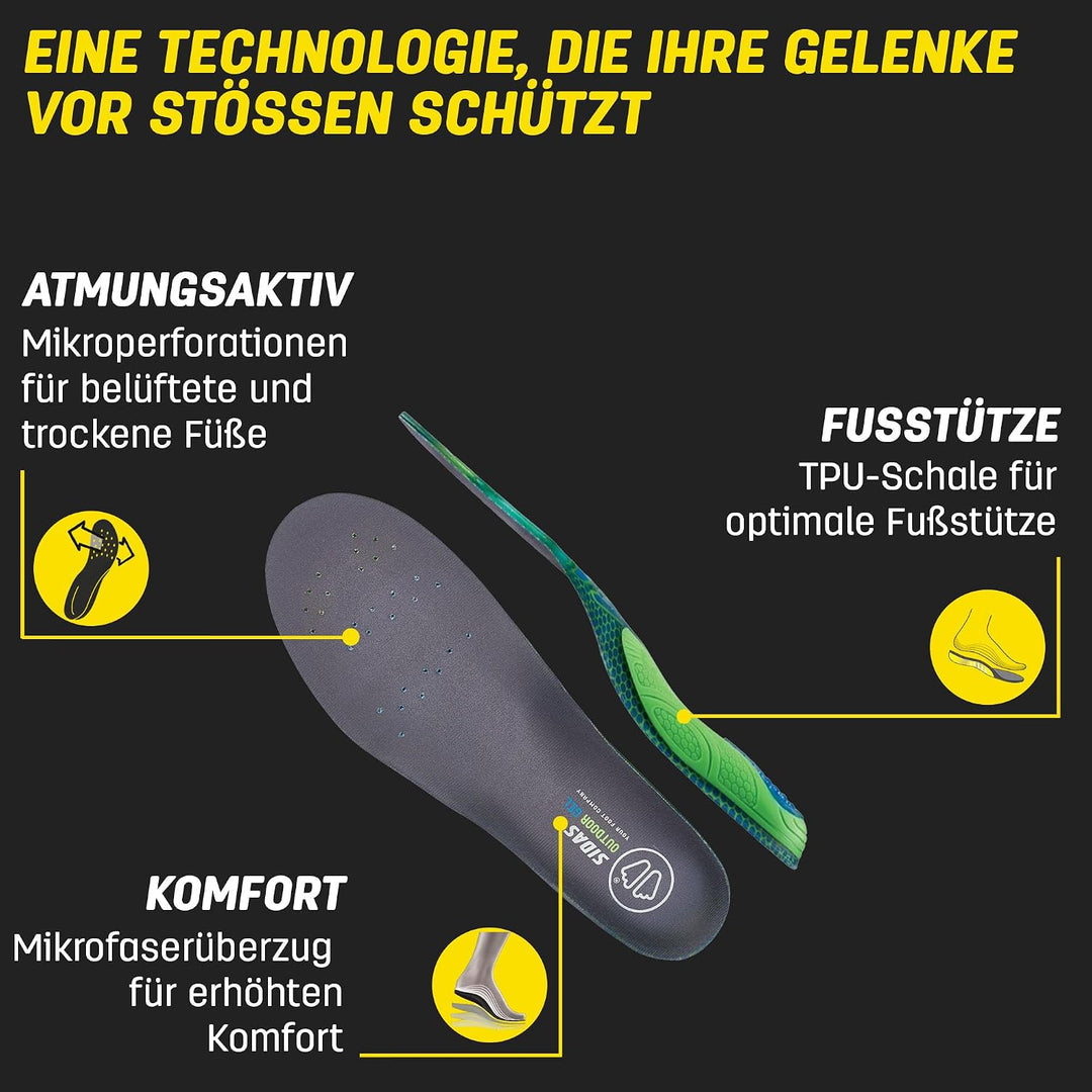 Sidas Gel Comfort Outdoor Sohle FR : S (Taille Fabricant : S:37-38) Grün, FR : S (Taille Fabricant :
