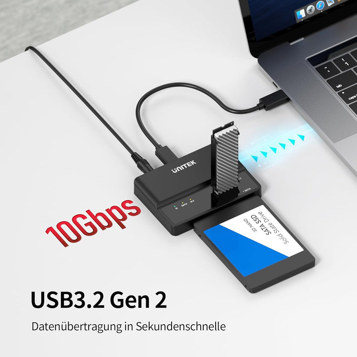 Unitek M.2 SATA Festplattengehäuse Adapter - 2 in 1Tragbarer M.2 Nvme Gehäuse SSD Type C Externes Fe