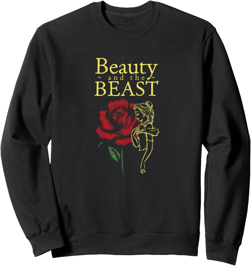 Disney Beauty & The Beast Belle Gold Outline With Rose Sweatshirt