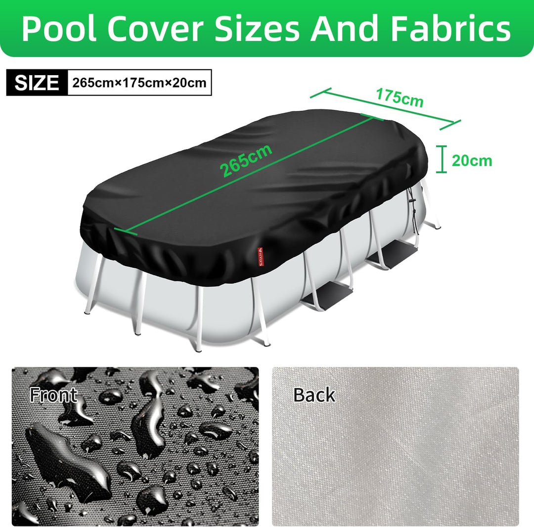 VniYors Poolabdeckung Rechteckig, Pool Abdeckplane, Uv-Schutz Pool Abdeckplane, Ohne Kordelzug und S