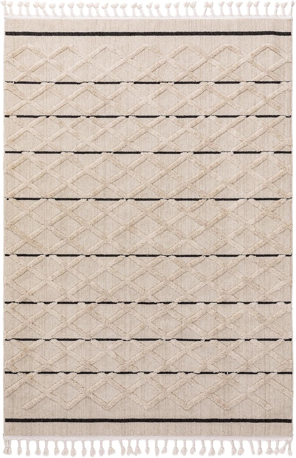 benuta TRENDS Kurzflor Teppich OYO Cream 80x150 cm - Moderner Teppich für Wohnzimmer 80 cm x 150 cm