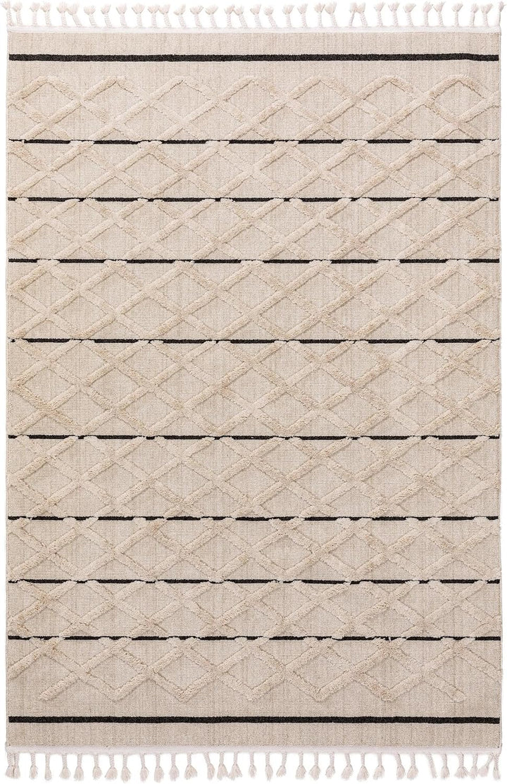 benuta TRENDS Kurzflor Teppich OYO Cream 80x150 cm - Moderner Teppich für Wohnzimmer 80 cm x 150 cm