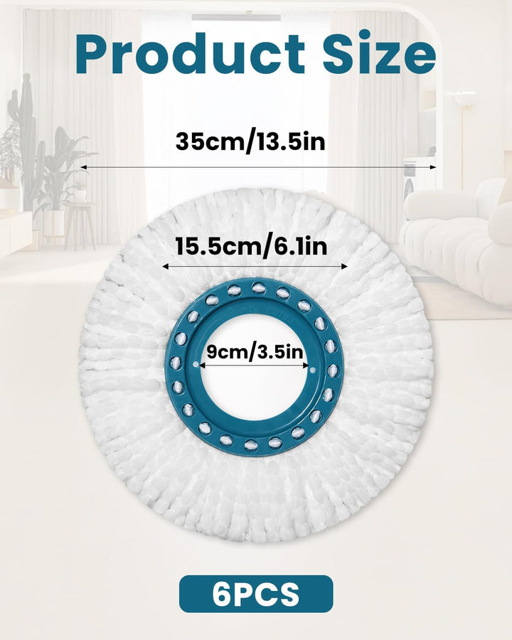 LEAZZLE 6 Stück Ersatzkopf für Clean Twist Disc Mop Micro Set,für Bodenwischer Ersatzbezug/wischmopp