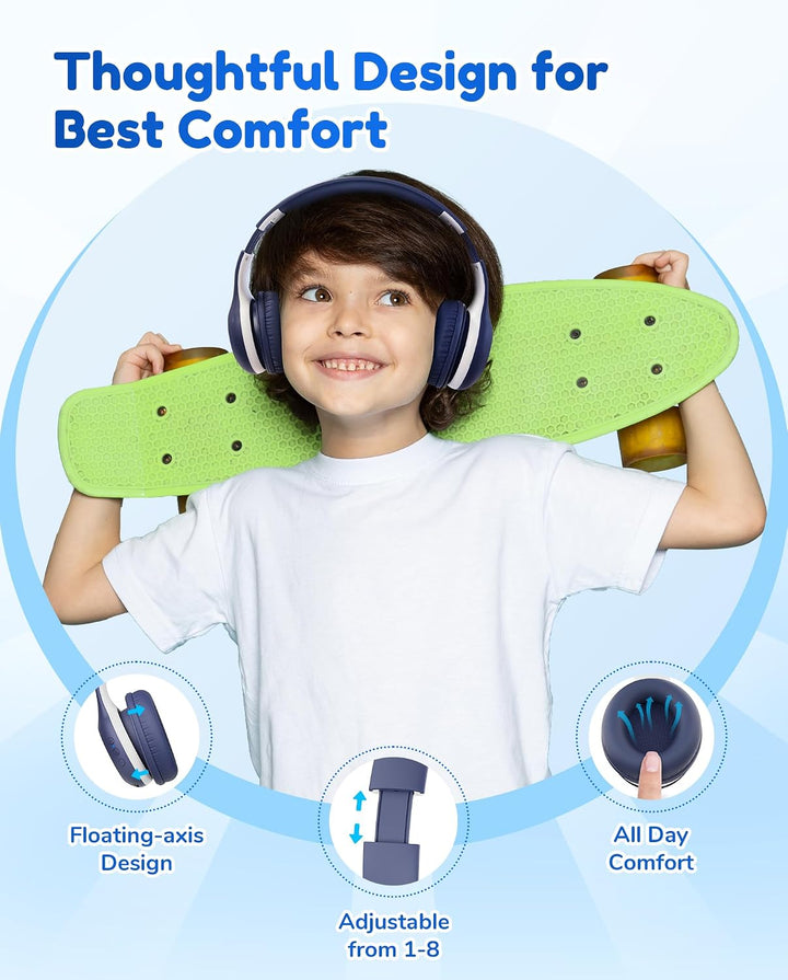 EarFun Bluetooth Kopfhörer Kinder, 85/94dB Lautstärkeregelung, HiFi Sound, HD-Mikrofon, 40 Std Akku,