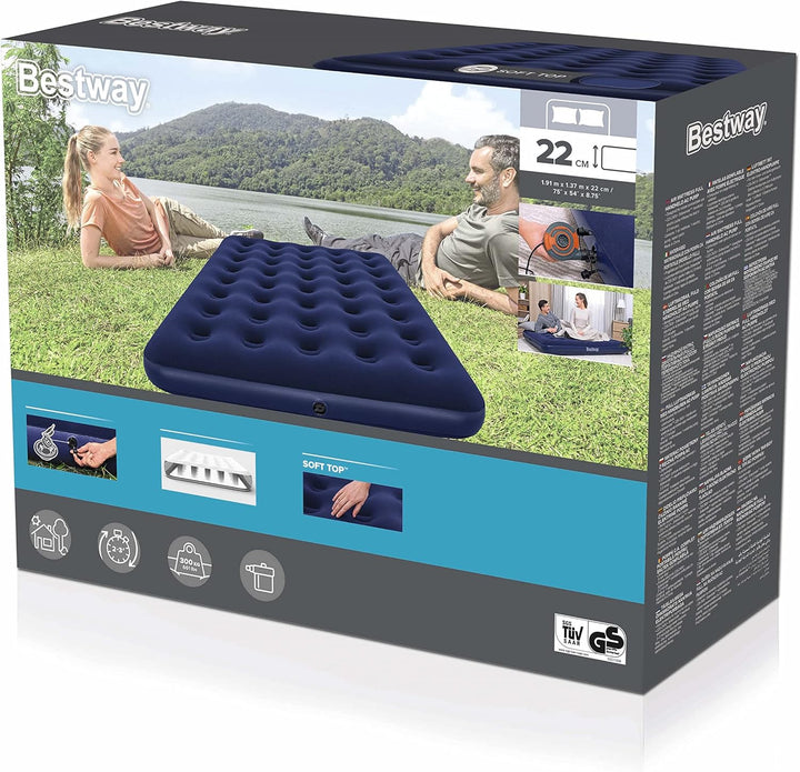 Bestway Luftbett Blue Horizon XT mit externer Elektropumpe Double XL/Lo 191 x 137 x 22 cm & Luftbett