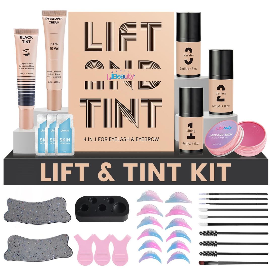 Libeauty Wimpernlifting Set mit Farbe Schwarz, Wimpernlifting Kit mit Lash Lift Balm, Wimpern Färben