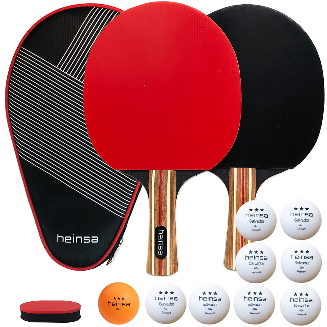 heinsa Tischtennisschläger Set, Tischtennisschläger Profi Set - Tischtennis Set mit Tasche und Tisch