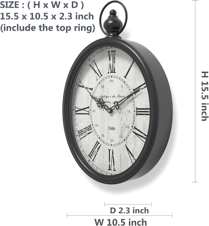 Menterry Rechteck Retro-Wanduhr, altmodisches antikes Design, rustikaler Vintage-Stil, batteriebetri