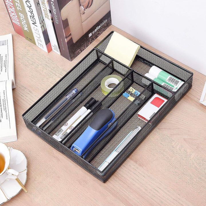 WuGeShop Schreibtisch Organizer Schubladen Metall 5 Fächer, Schubladeneinsatz Büro Tablett für Aufbe