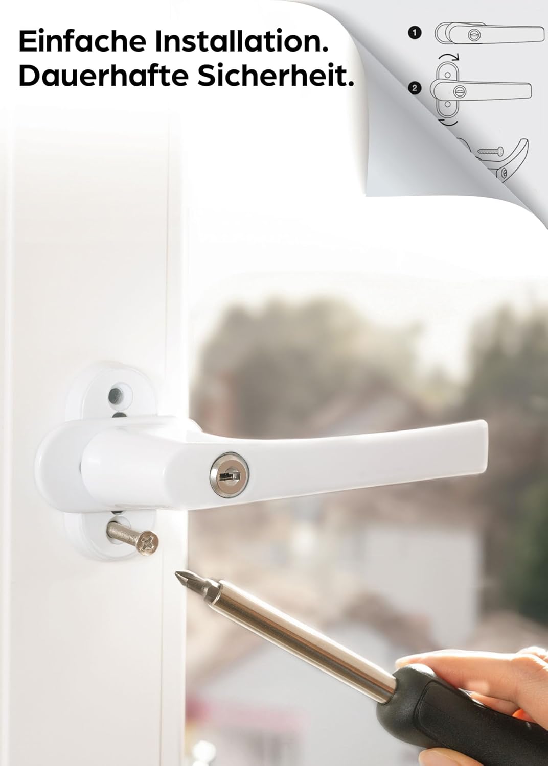 4 Abschliessbare Fenstergriffe Weiss - 𝗞𝗶𝗻𝗱𝗲𝗿𝘀𝗶𝗰𝗵𝗲𝗿 - Einfache Montage - Mit 8 universalen Schlüssel