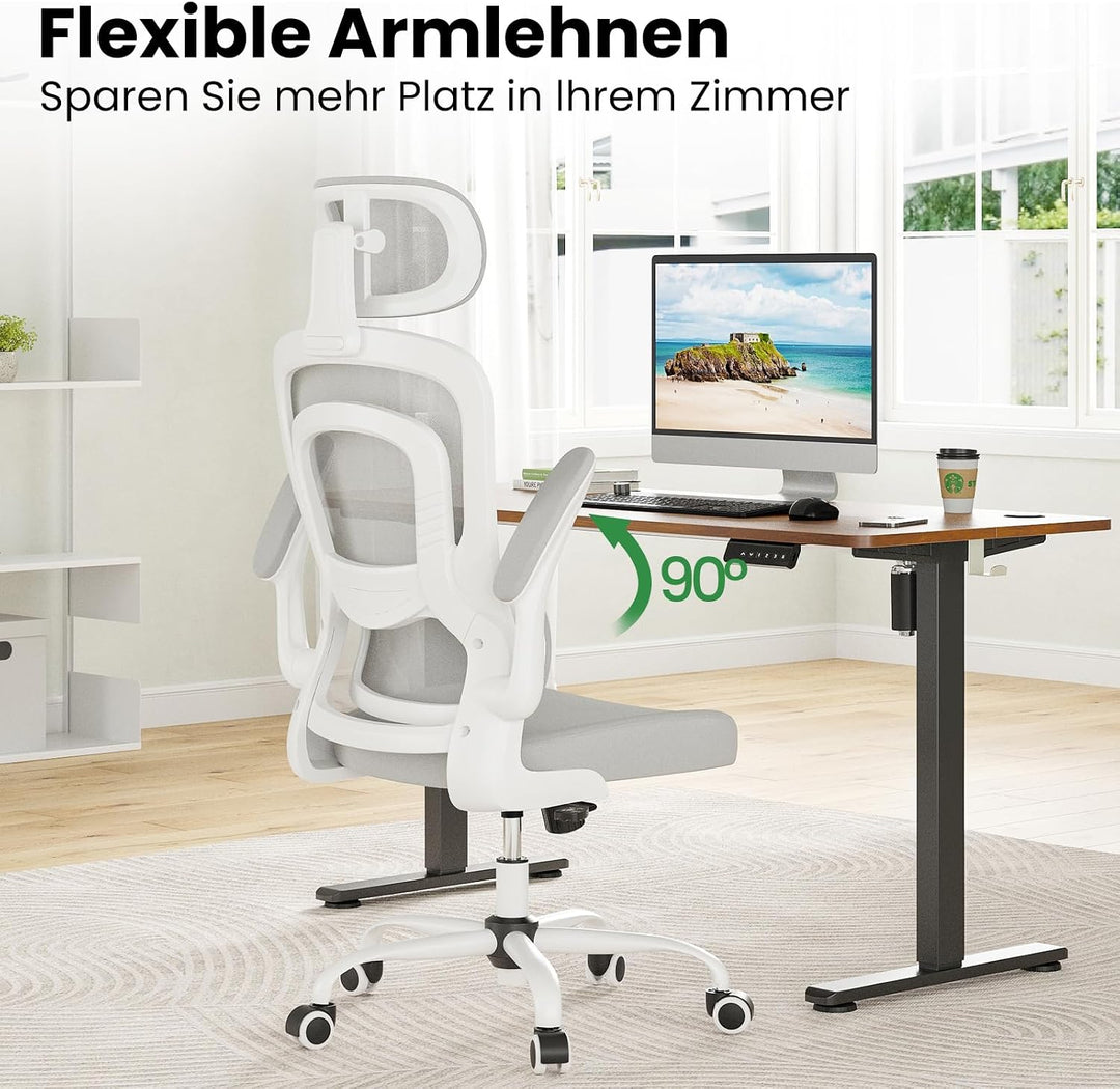 Farini Schreibtischstuhl mit Kleiderständer Bürostuhl Ergonomisch mit Verstellbarer Kopfstütze, Offi