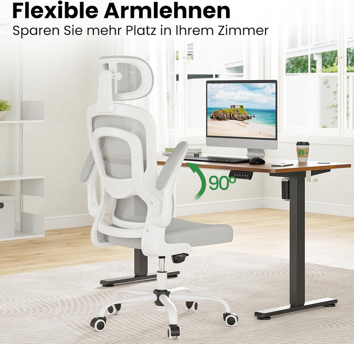 Farini Ergonomischer Stuhl Büro Computer Stuhl mit Rollen Schreibtisch für Bequemer Home Office Höhe