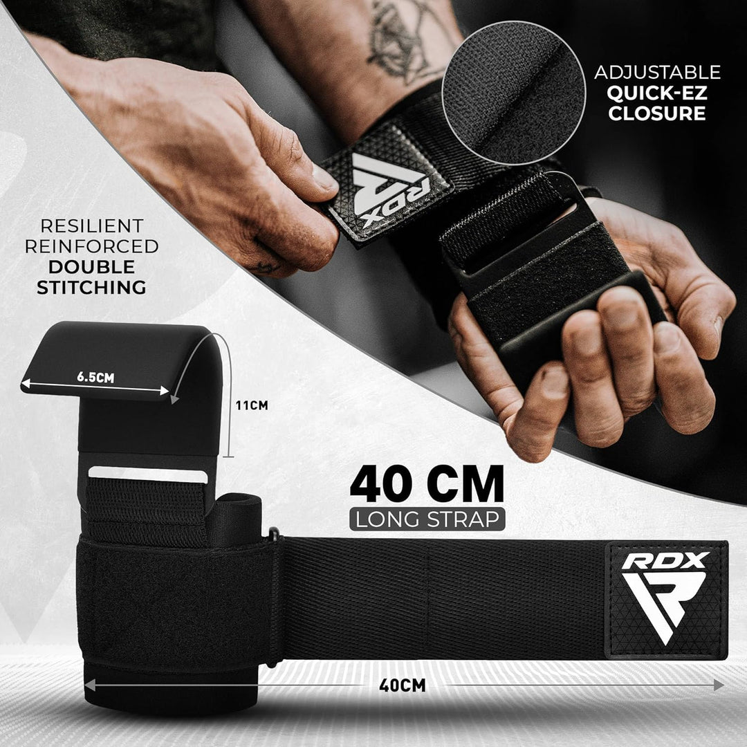 RDX Zughilfen Haken Krafttraining, 8mm Gepolstert Handgelenkschutz, Profi Bodybuilding Gewichtheben