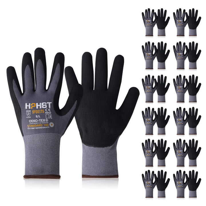 Arbeitshandschuhe - HPHST SF001TS Handschuhe 12 Paar Montagehandschuhe für Damen und Herren Gloves E