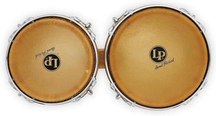 LP Latin Percussion LP813600 Generation II Wood Bongo Natural Chrome Hardware Traditional Rims Natur
