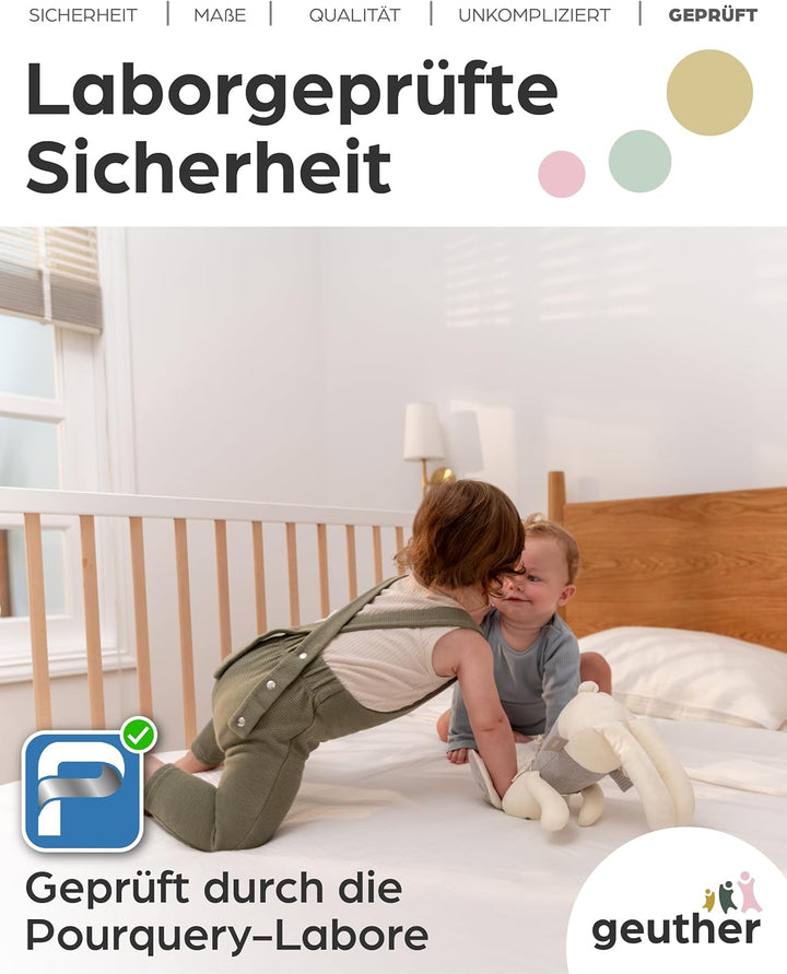 Geuther Bettschutzgitter Lissi Extrahoch: 60 cm - 110 cm lang in Weiss – Sicheres Bettgitter für Kle