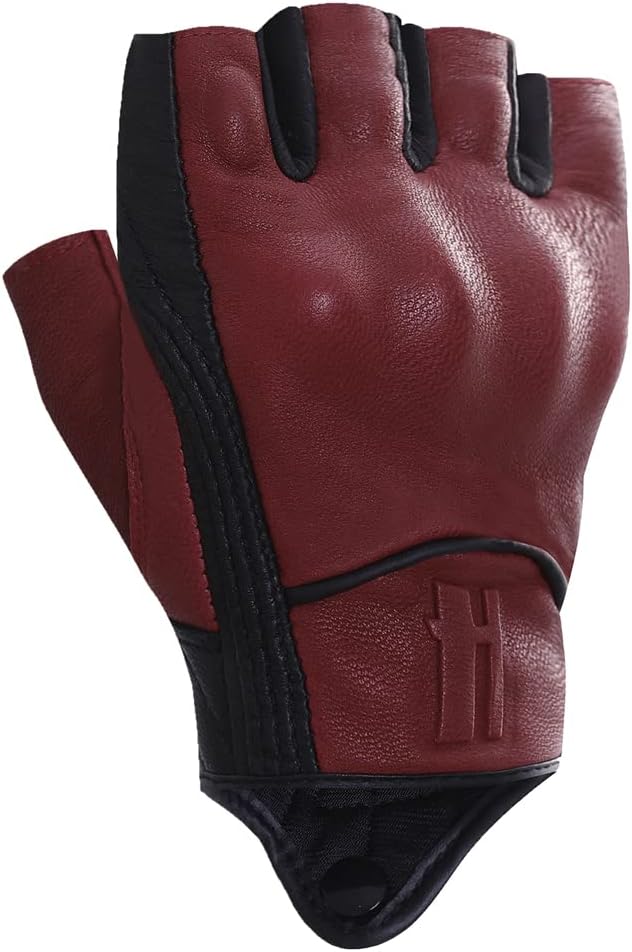 Harssidanzar Herren Vollfinger Ziegenleder Touchscreen Motorrad Fingerlose Handschuhe GM037EU S Rot-