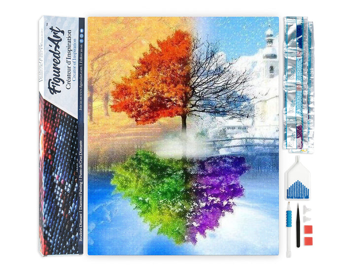 Figured'Art Diamond Painting Erwachsene 40x50cm Ganze Leinwand gerollt Die 4 Jahreszeiten 5D Bilder