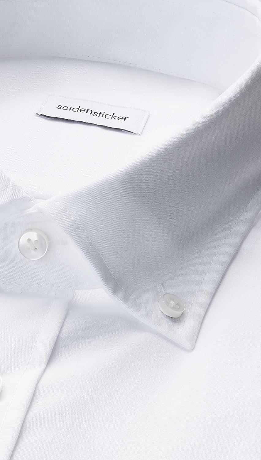 Seidensticker Herren Regular Bügelfrei Button-down Langarm Businesshemd 46 Weiss (White 000), 46 Wei