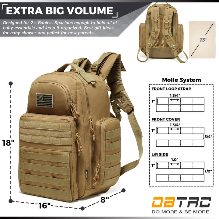 DBTAC Wickeltasche Rucksack für Papa, grosse Baby-Wickeltasche für Männer mit Wickelunterlage, isoli
