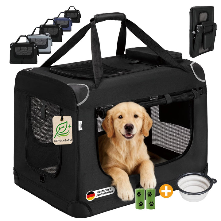 Zedelmaier Hundebox Faltbar Hundetransportbox, XL 81x58x56cm, robust Transportbox für Hund &amp; Katze G