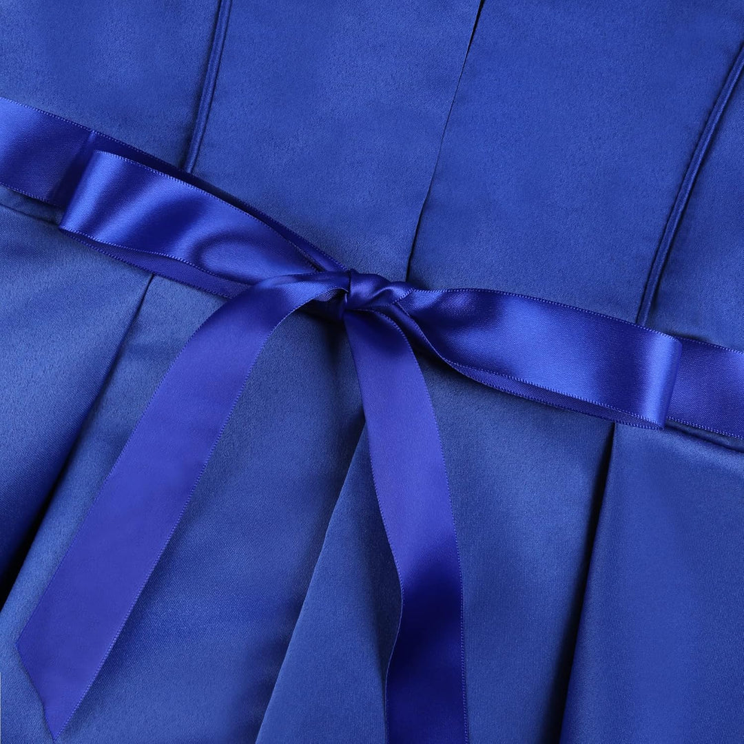BUNNY LULU Mädchen Kleid mit schräger Schulter, Brautjungfer, Hochzeit, Prinzessin, Kinder, Schleife