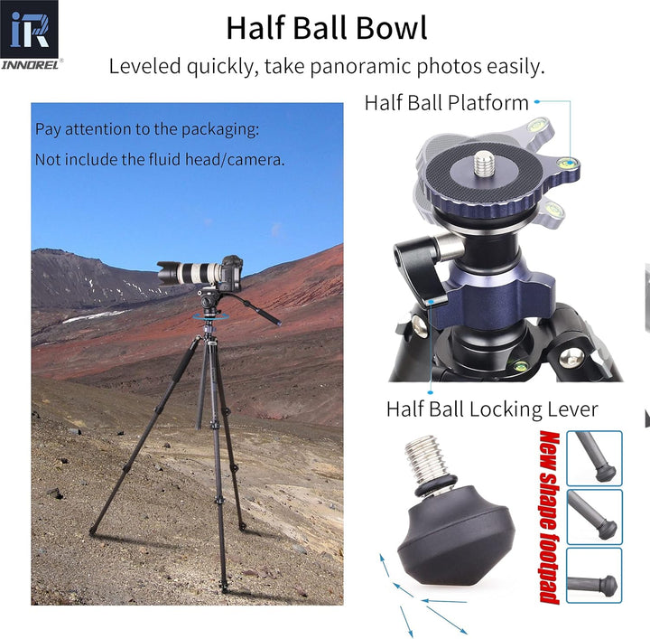 INNOREL MT70C Professionelle Stative mit Half Ball Leveller, ohne Fluidkopf, Videostativ-Kit aus Koh