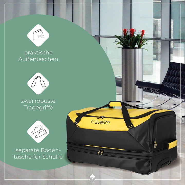 Travelite Trolley Reisetasche mit Rollen aus wasserabweisendem Material, Basics Weichgepäck Rolltasc