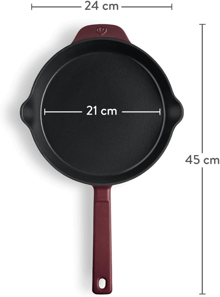Springlane Kitchen Gusseisenpfanne 24 cm emailliert – Bratpfanne für Induktion & alle Herdarten – Gu