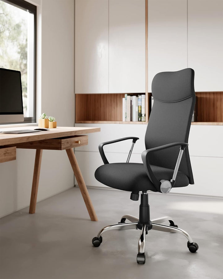 SONGMICS Bürostuhl, ergonomischer Schreibtischstuhl, Drehstuhl, gepolsterter Sitz, Stoffbezug, höhen