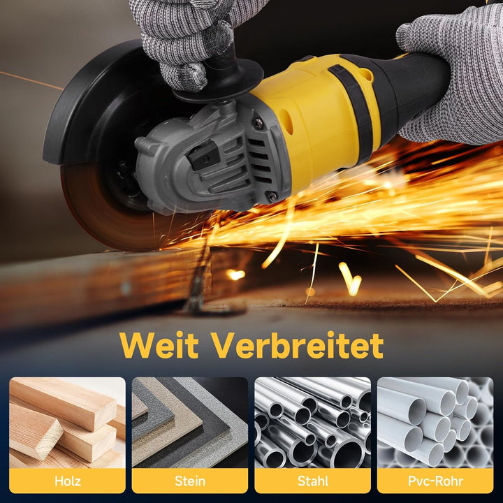 1500W Schleifwerkzeug Winkelschleifer, 21V Akku Winkelschleifer zum Schneiden Polieren und Schleifen