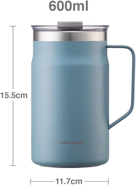 LocknLock Metro Becher Premium 18/8 Edelstahl doppelwandig isoliert mit Griff, perfekt für Tisch mit