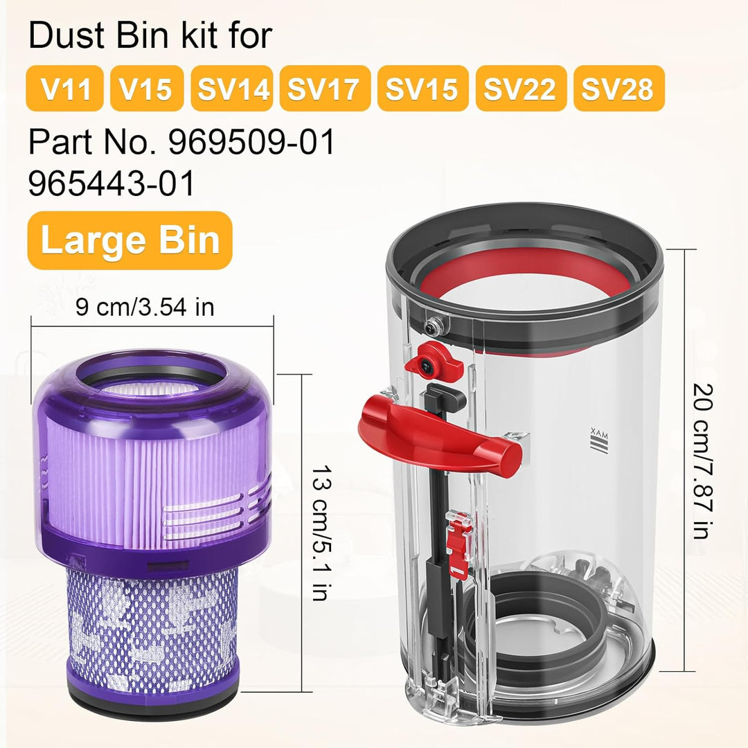 RUKHOOL Staubbehälter für Dyson V11 V15 Behälter Filter Ersatzteile SV14 SV17 SV15 SV22 SV28 Zubehör