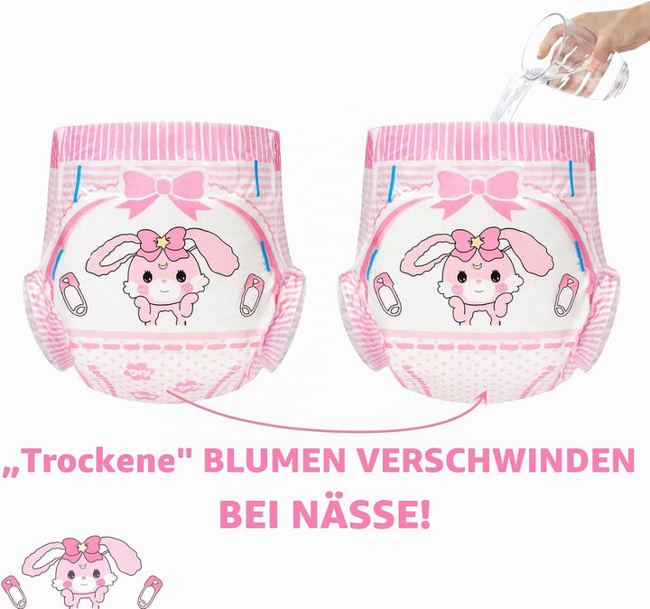 LittleForBig 5500-5800 ml Erwachsenen Gedruckten Windeln 10 Stück - Baby Usagi (XL) XL Rosa, XL Rosa