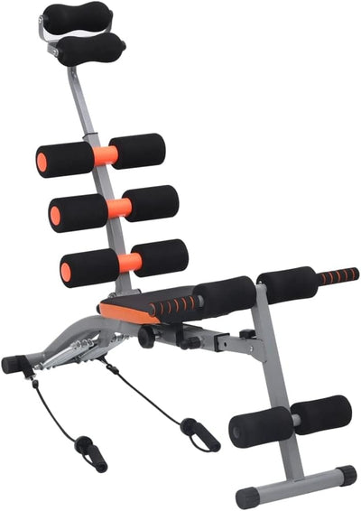 vidaXL Bauchtrainer in L-Form mit Elastischen Bändern Verstellbare Rückenlehne Rückentrainer Bauchmu