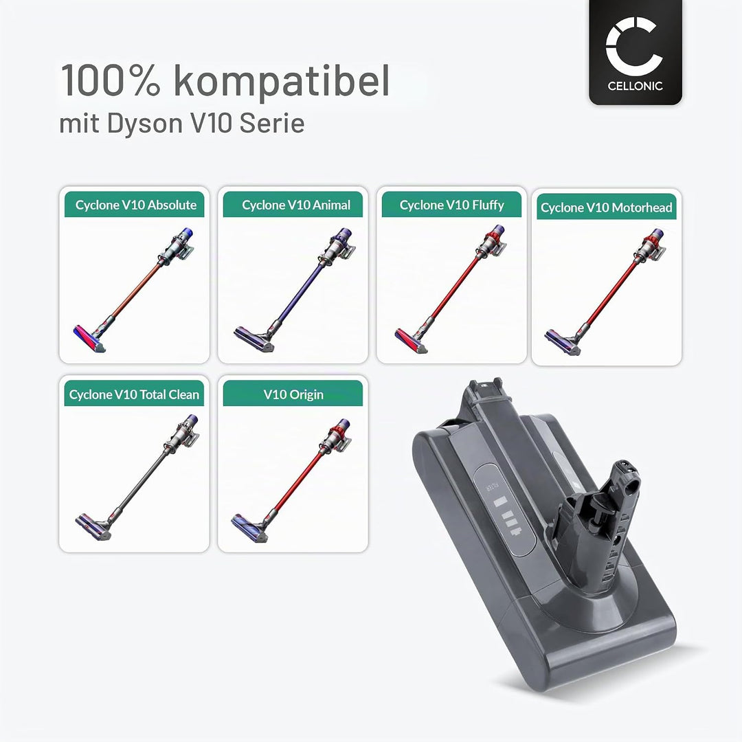 CELLONIC Akku kompatibel mit Dyson Cyclone V10, V10, Cyclone V10 Absolute, V10 Animal, V10 Origin, D