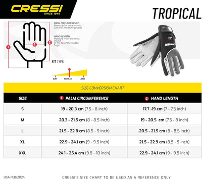 Cressi Unisex Erwachsene Tropical Gloves Handschuhe für Wassersport in Amara und Neopren 2 mm Schwar