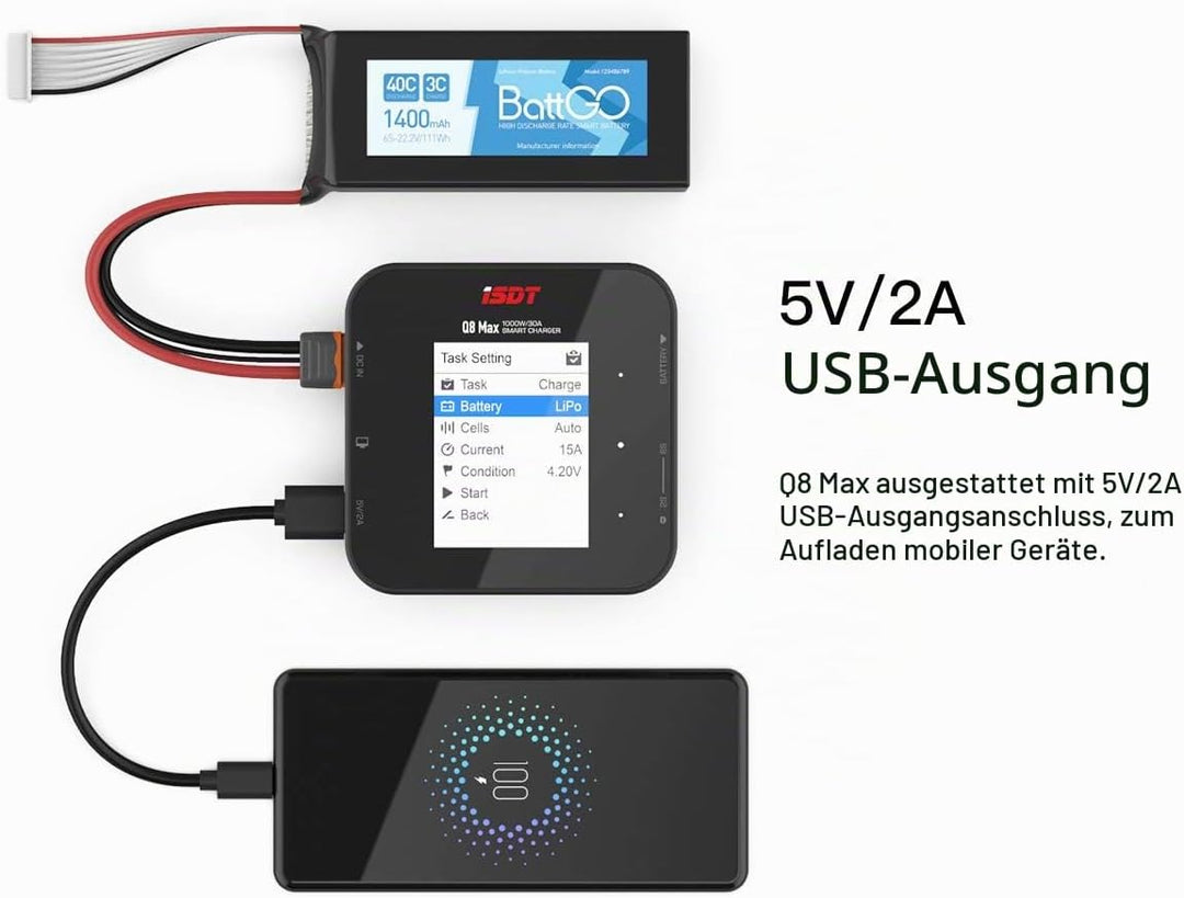 ISDT Q8 Max 1000W 30A Lipo Akku Balance Ladegerät Smart Digital Ladegerät für RC 1-8S Akku Batterien