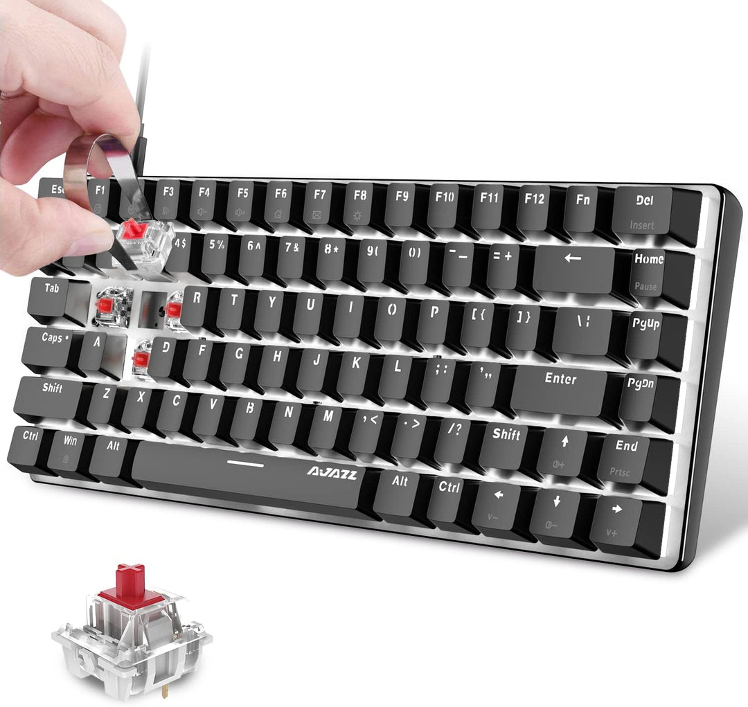 FELiCON AK33 Hotswapple Gaming-Tastatur, TKL 80% Mechanische Rote Schalter Keyboard mit weisse LED-B