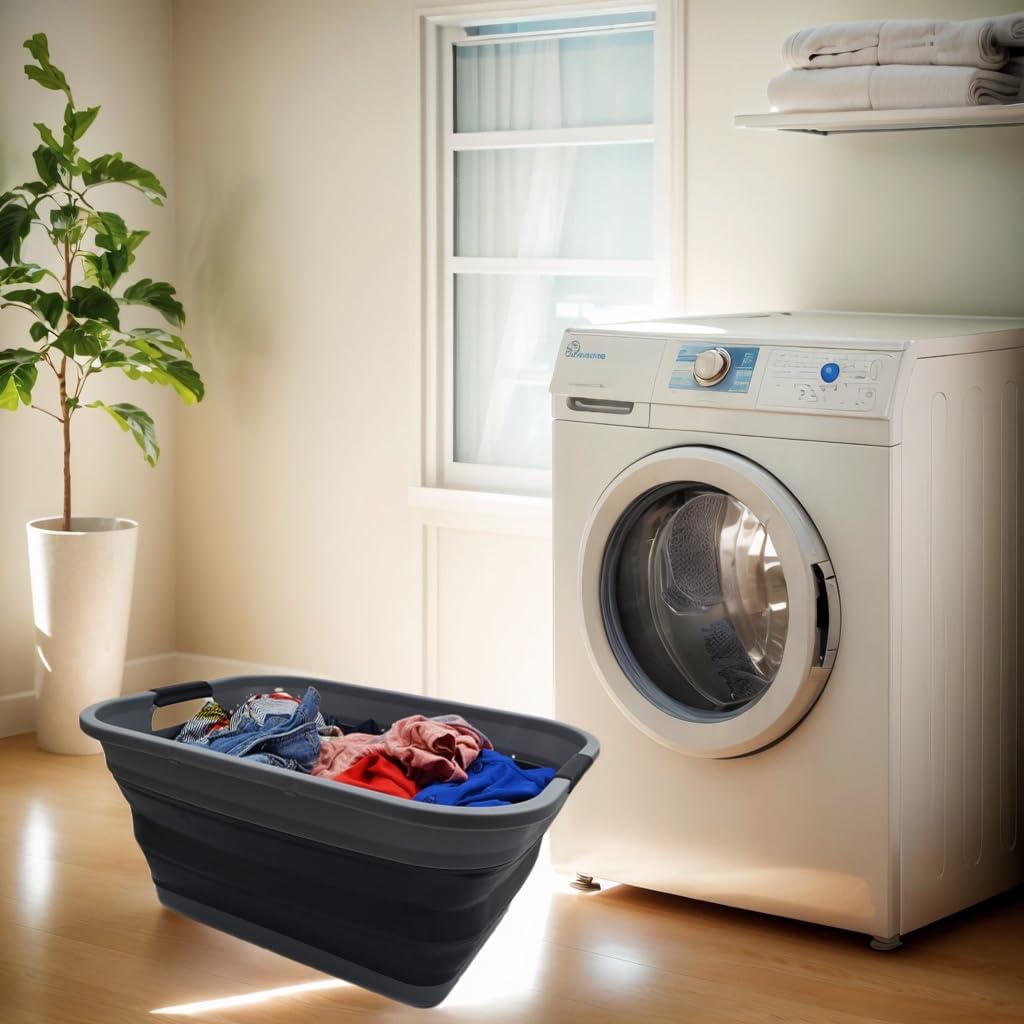 SAMMART 41L (2.5 Gallons) Collapsible Plastic Laundry Basket - Foldable Pop Up Storage Container/Org