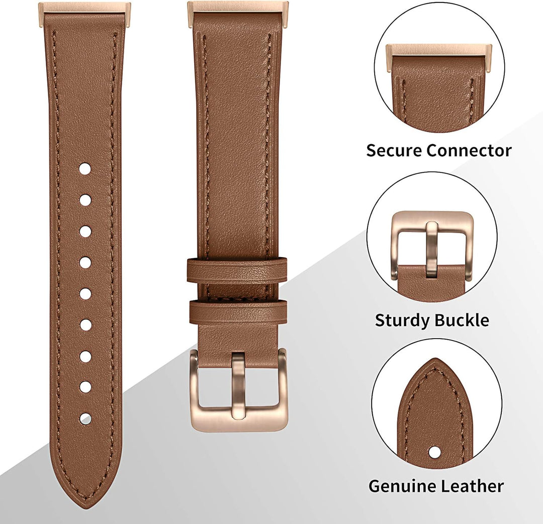CeMiKa Leder Armband Kompatibel mit Fitbit Sense/Fitbit Versa 3 Armband, Original Lederband Ersatzba