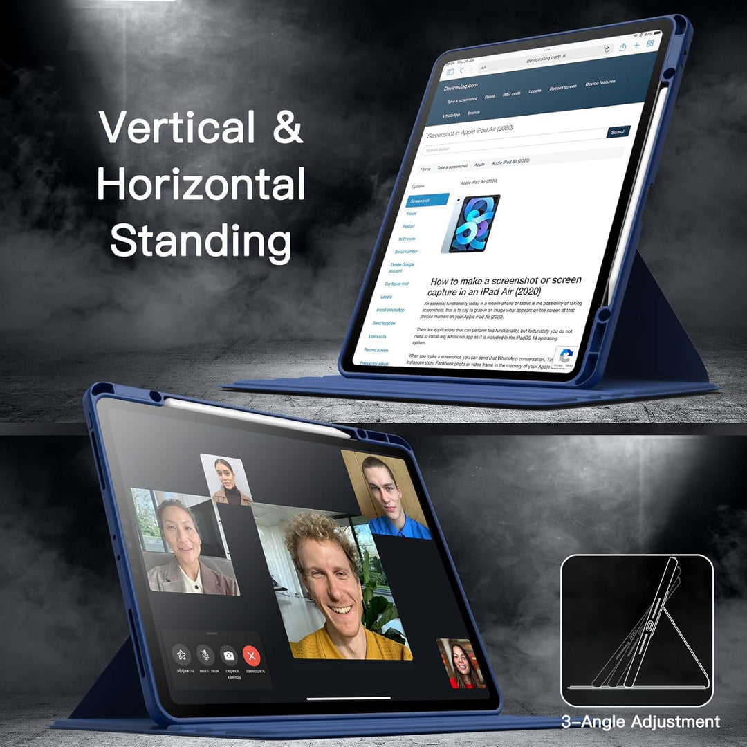 JETech Rotierende Hülle für iPad Pro 12,9 Zoll (2022/2021/2020/2018) mit Stifthalter, 360 Grad Drehb