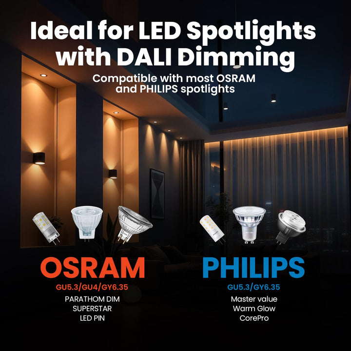 LED Treiber 12V 15W DALI Push Taster Dimmbar für Osram Philips GU5.3 MR16 Spot Flackerfrei LED Trafo