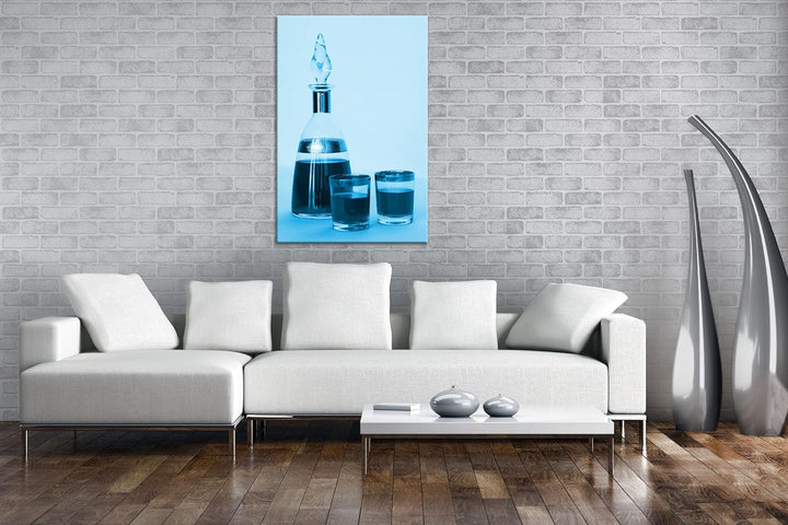 deyoli edle Flasche für Whiskey Format 100x70 Effekt: Monocrome Blau als Leinwandbild, Motiv fertig