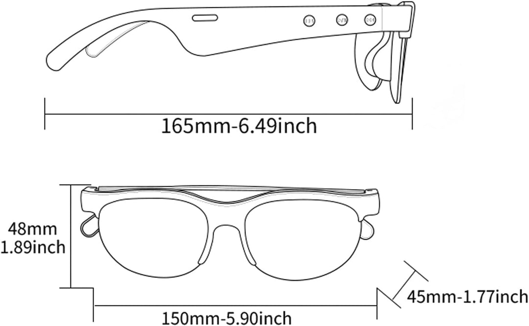 Smart Bluetooth Sunglasses, Wireless Sound Sunglasses, Built in Mic Music Sunglasses, 140 Languages
