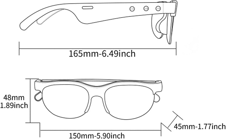 Smart Bluetooth Sunglasses, Wireless Sound Sunglasses, Built in Mic Music Sunglasses, 140 Languages